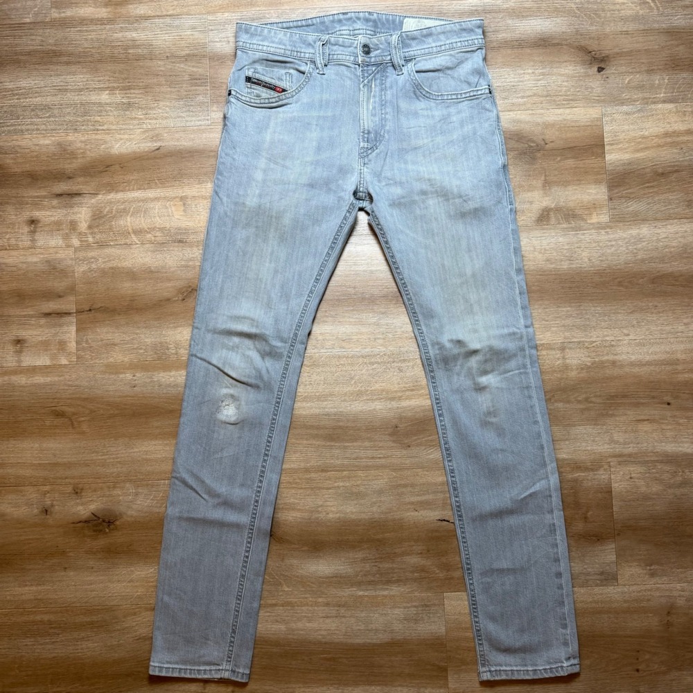 Diesel Thommer-SP Jeans Mens 29x30 Gray Slim Skinny Light Wash Stretch Denim